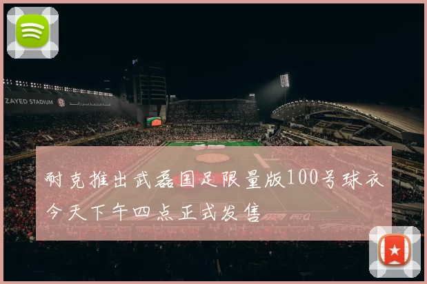 耐克推出武磊国足限量版100号球衣今天下午四点正式发售